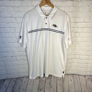 NFL On Field Baltimore Ravens Polo Mens  XL White Short sleeve DriFit Colordry